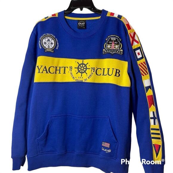 KRISP NYC Men's Nautical Sweater Yatch Club Size Large - Picture 1 of 9